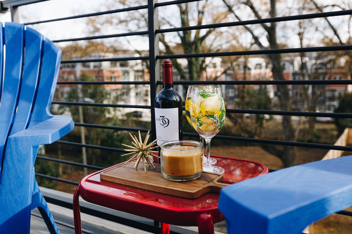 Relax on the rooftop deck with a glass of wine! 