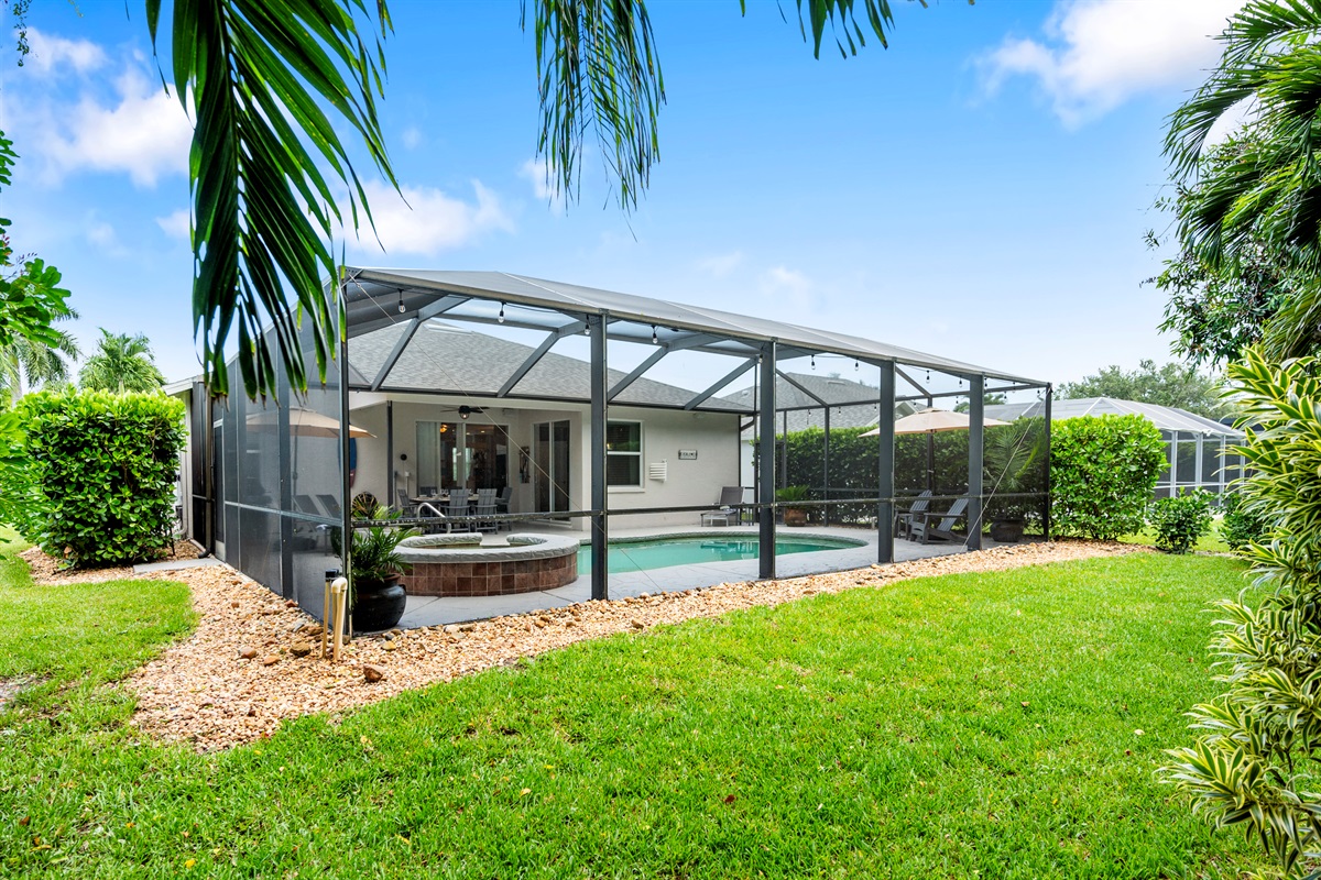 The enclosed lanai area allows you to relax outside without worry