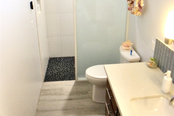 Walk-in hot and cold shower