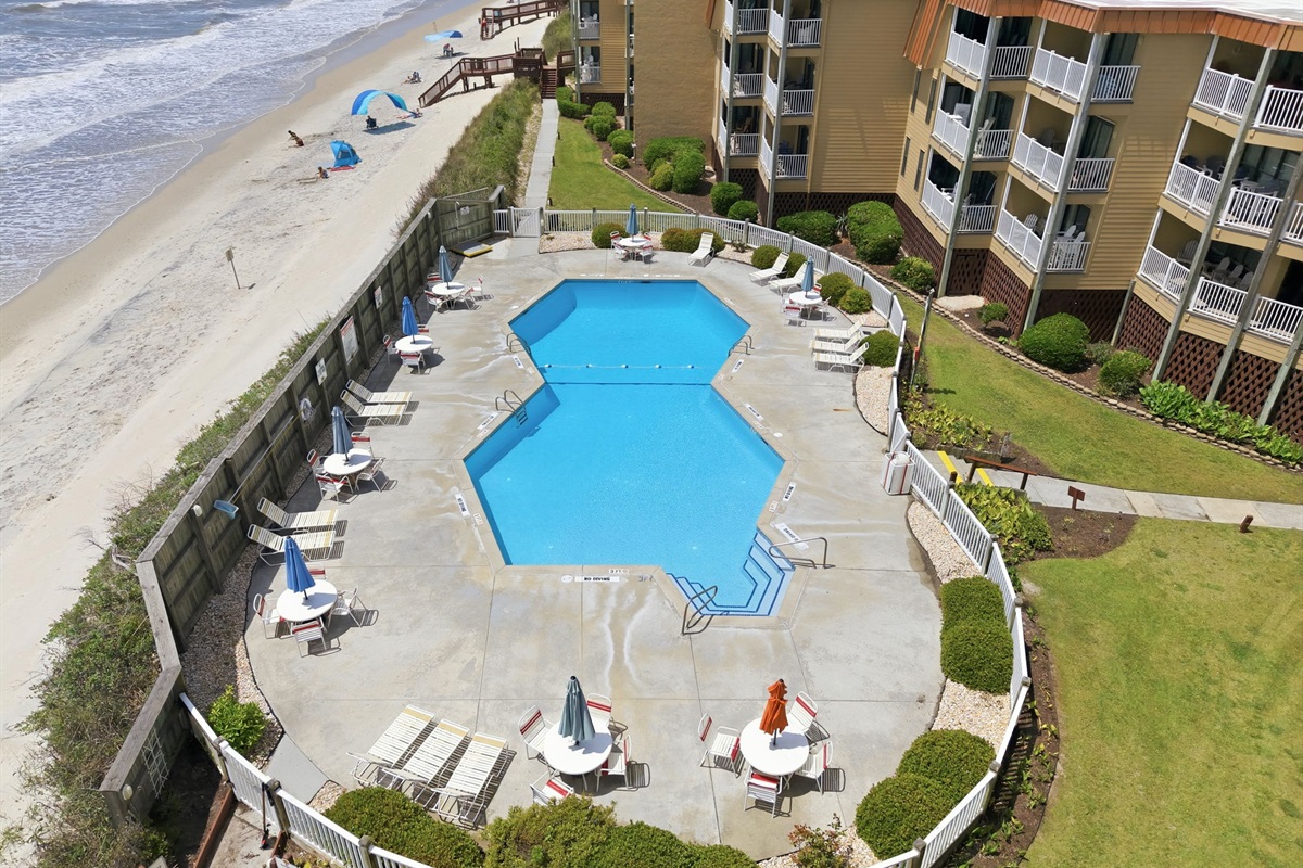 Oceanfront seasonal community pool just steps from the beach access