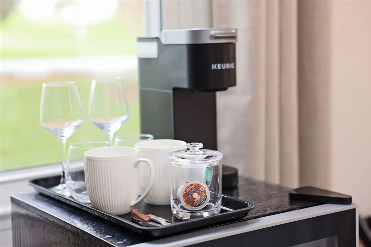 Each of the 3 suites have a mini fridge and mini Keurig station