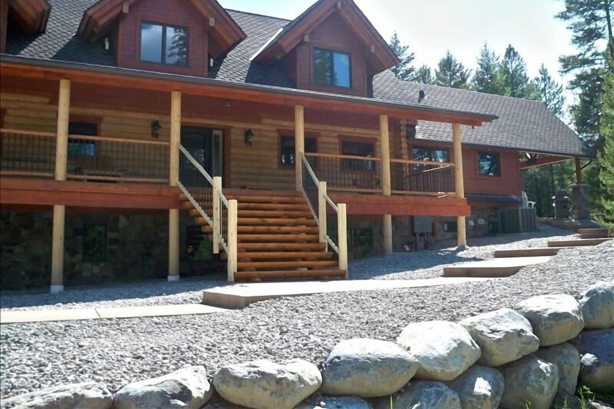 Custom log staircase picture perfect for a Montana Wedding