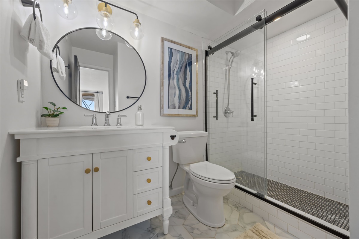 Spa-inspired Master bathroom with designer vanity
