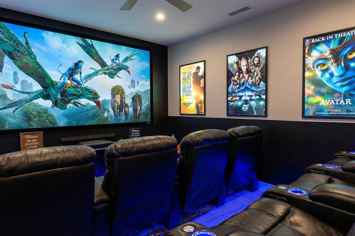 Movie Room: Immerse yourself in cinematic magic with a massive screen and luxury reclining seats!