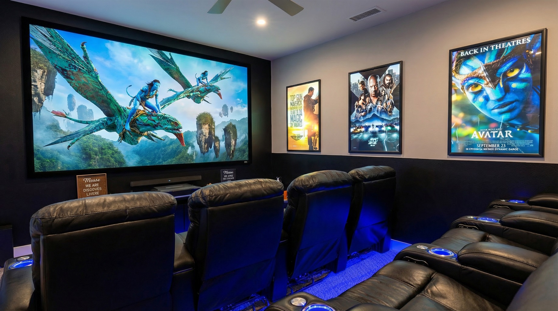 Movie Room: Immerse yourself in cinematic magic with a massive screen and luxury reclining seats!