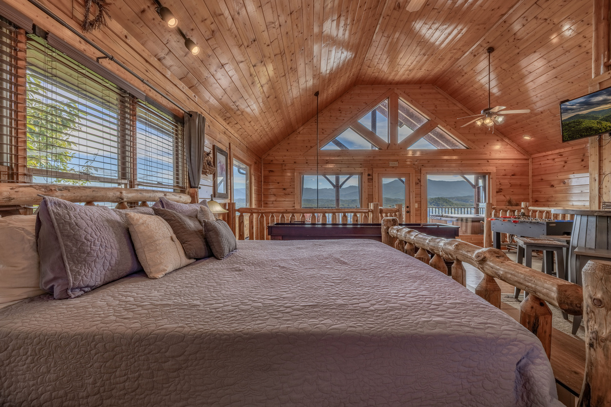 king bed on upper level