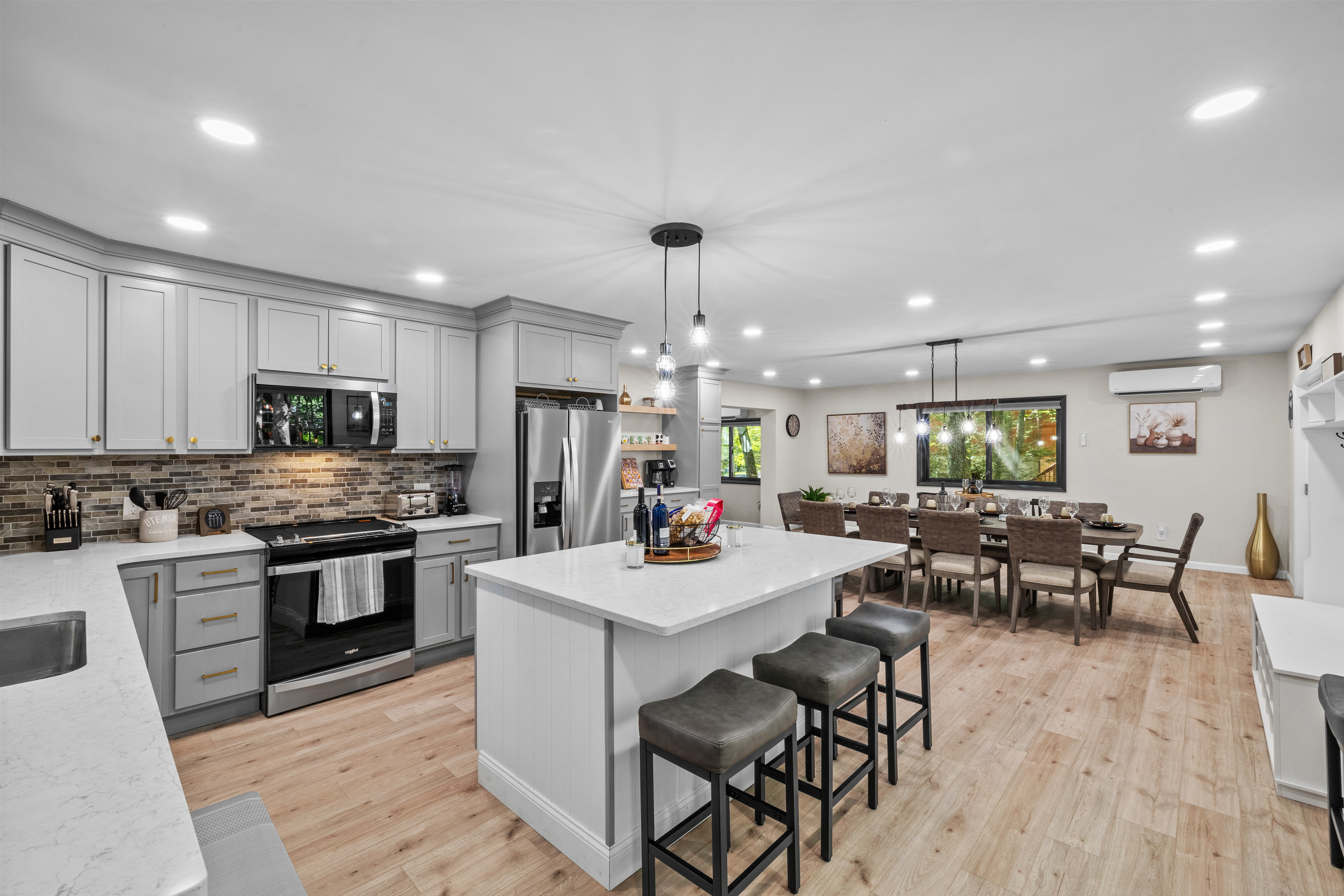 A central island with extra prep space, convenient built-in power outlets,