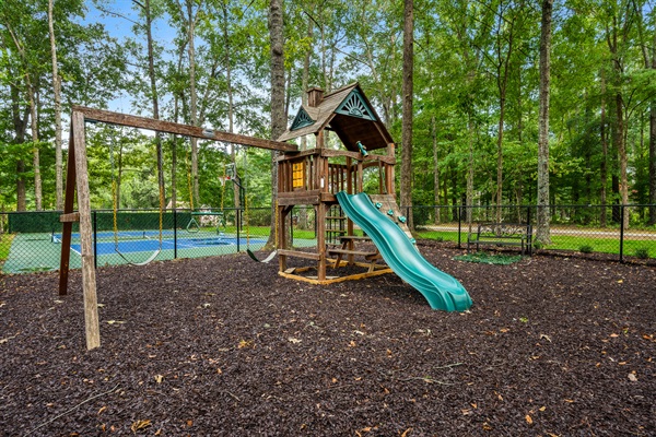 Private playground and pickleball/basketball court