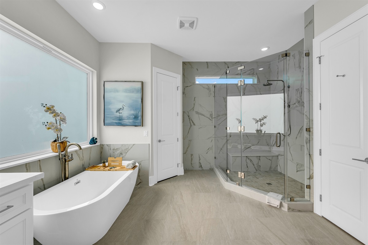 Costa Cristal Primary Ensuite: Indulge in a spa-like experience with a beautifully designed shower and elegant finishes.