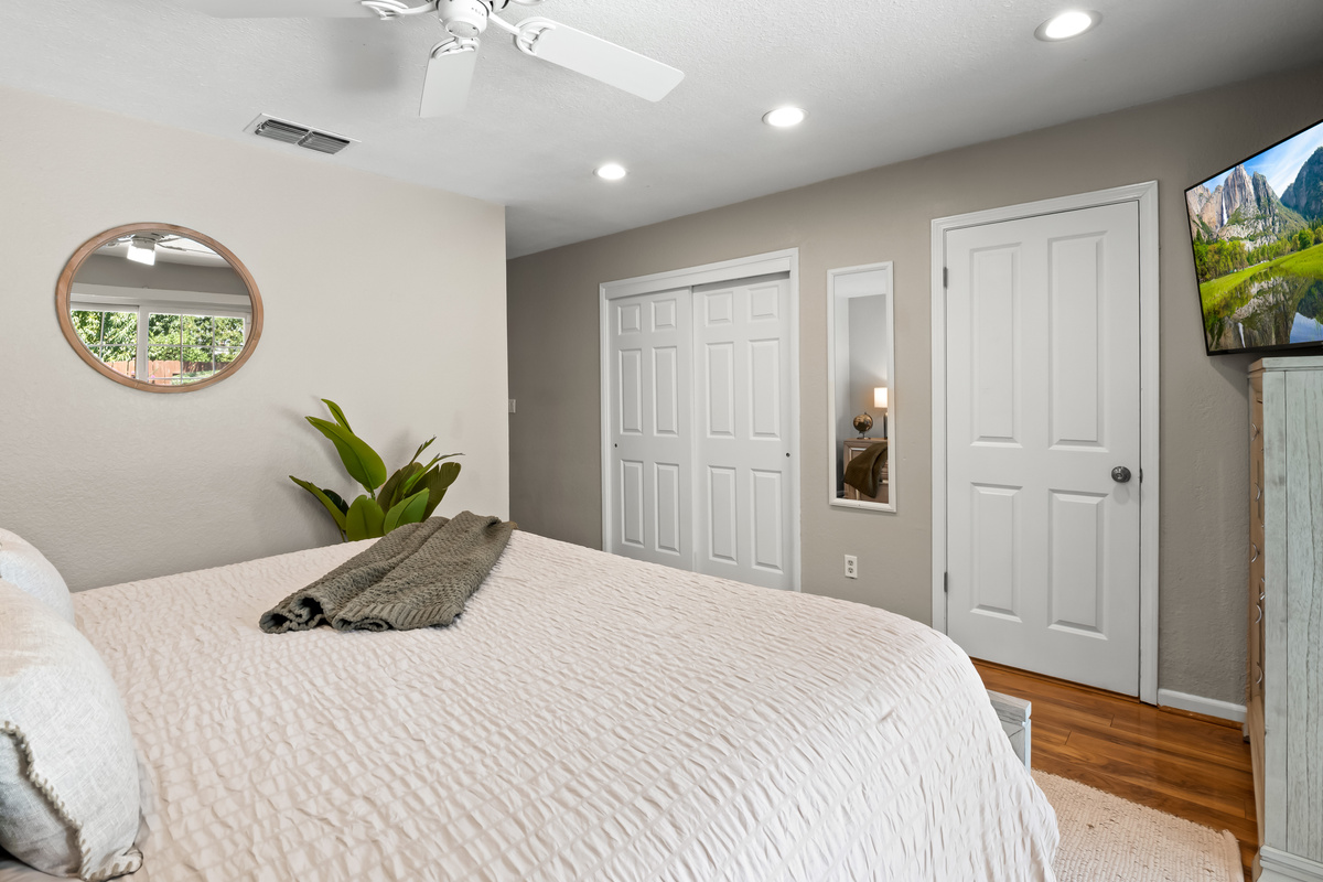 Rest and recharge in this bright, comfortable bedroom, thoughtfully designed with calming décor, generous storage, and plenty of space to settle in and feel at home