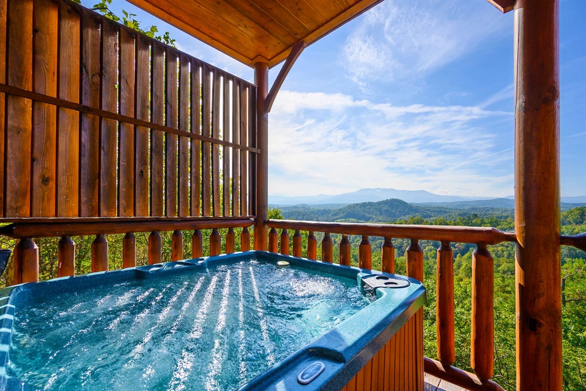 Private hot tub with views.