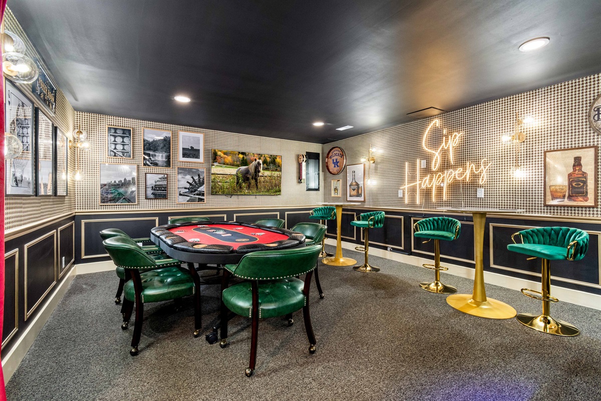 Poker room fun with large smart TV