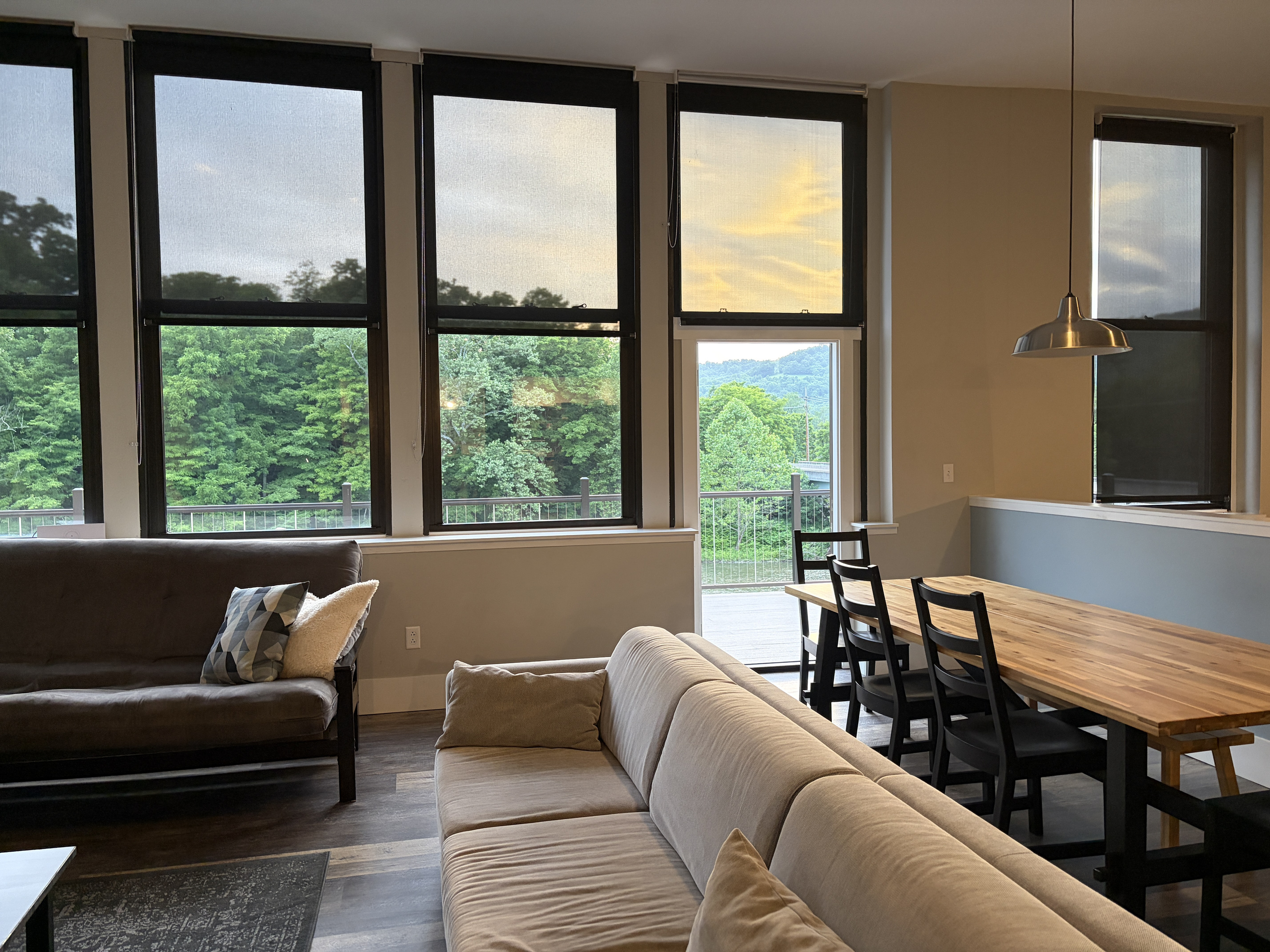 living/dining room open to deck
