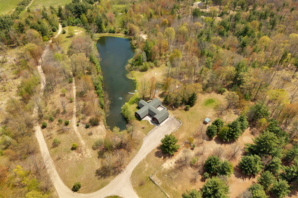 Drone view of property.