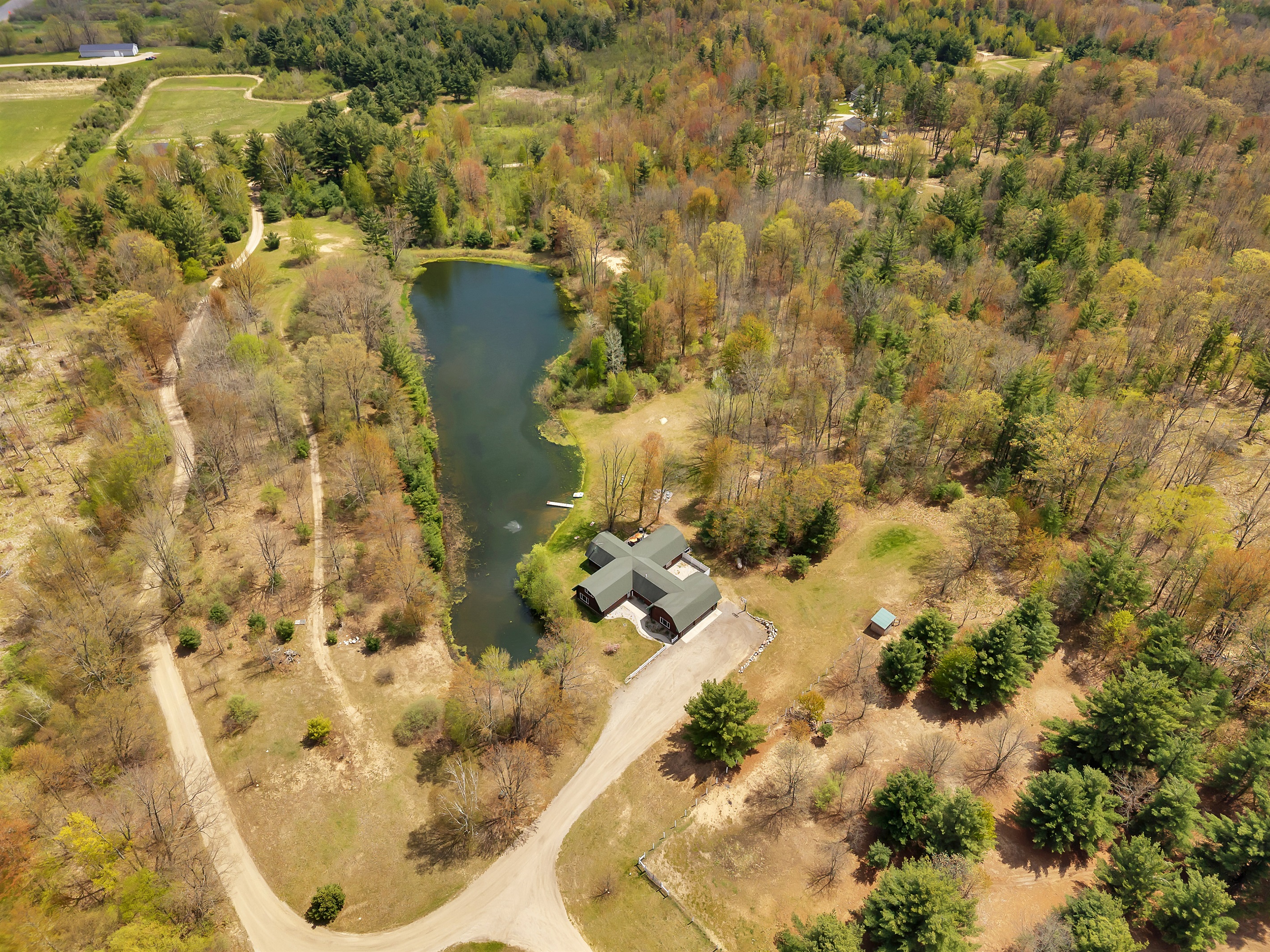 Drone view of property.