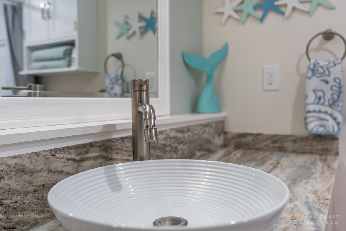 Updated Bathroom with Granite Dual Vanity