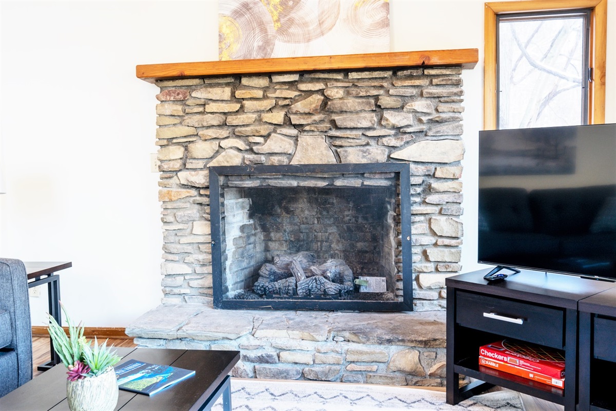 Enjoy this large fireplace