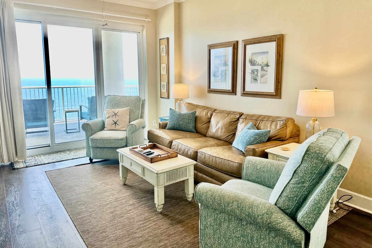 Brand new custom draperies and queen sofa sleeper for extra guests!