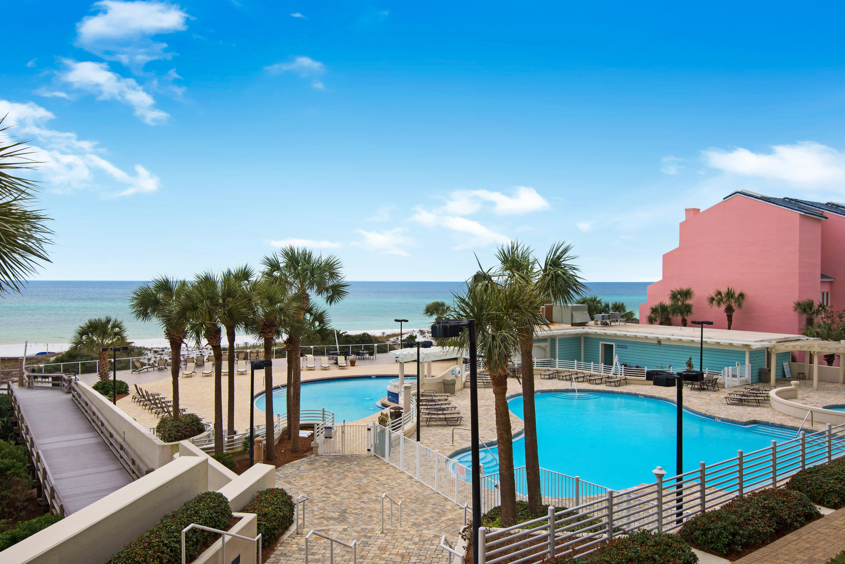 Pool, beach, and Gulf view from Tides Unit 202.