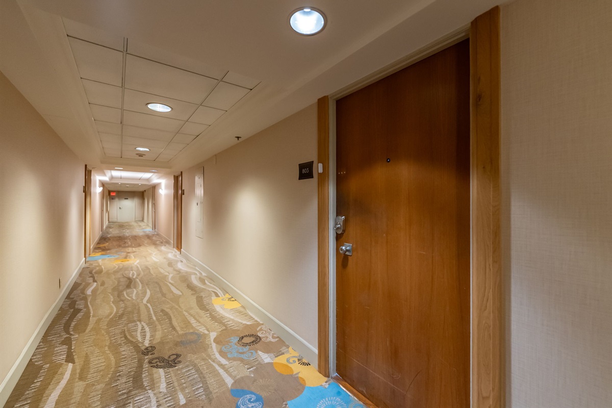 Ilikai has well lighted and wide hallways leading to suite