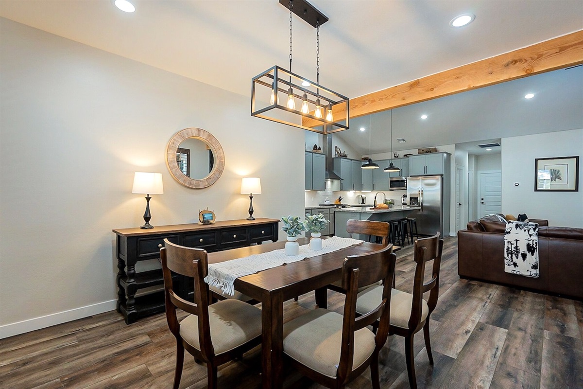 Separate dining table right off the kitchen and family room.