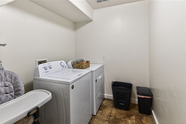 Laundry Room with Detergent & Children's Highchair