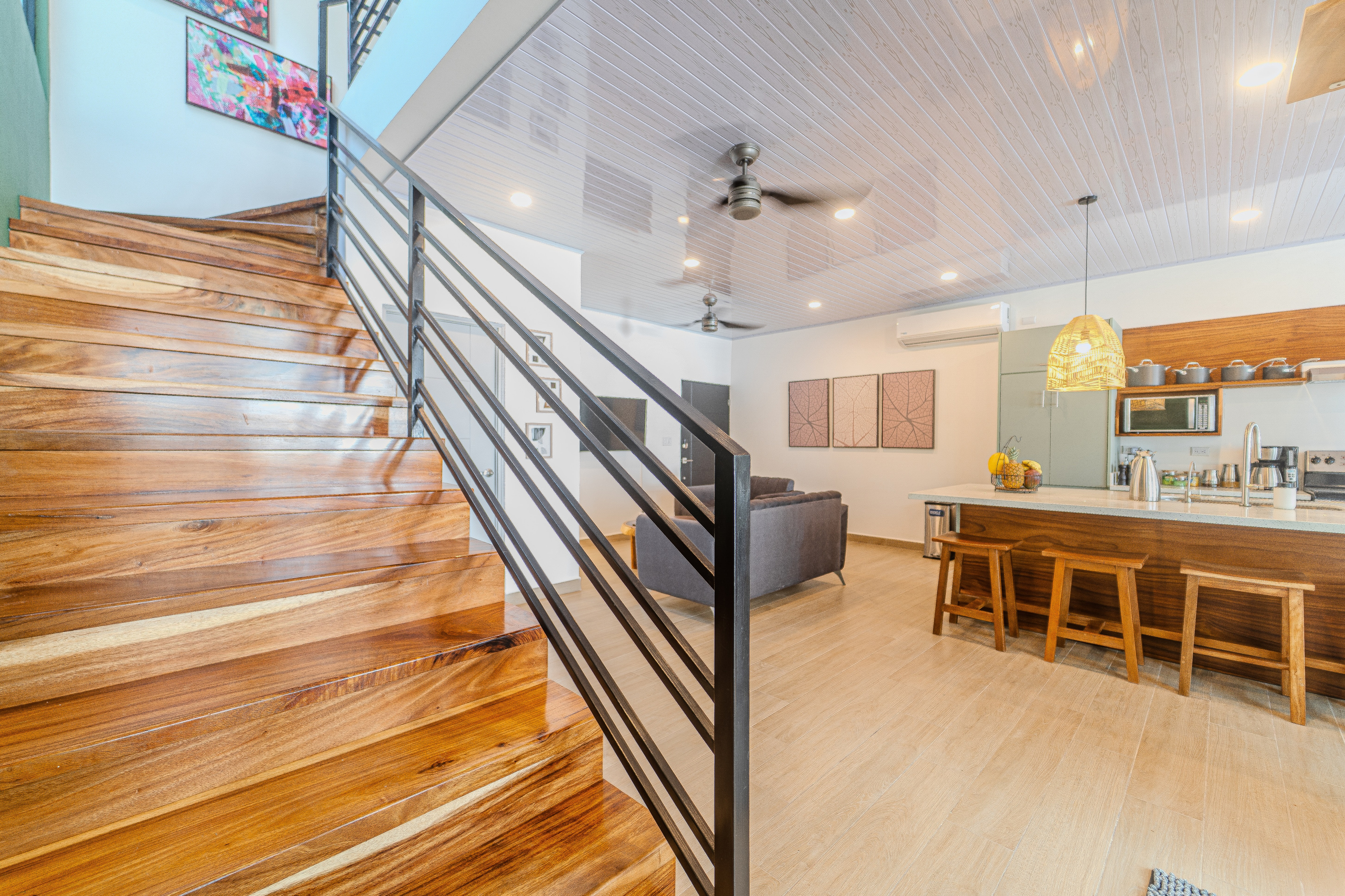 Open layout with stairs to the bedrooms.