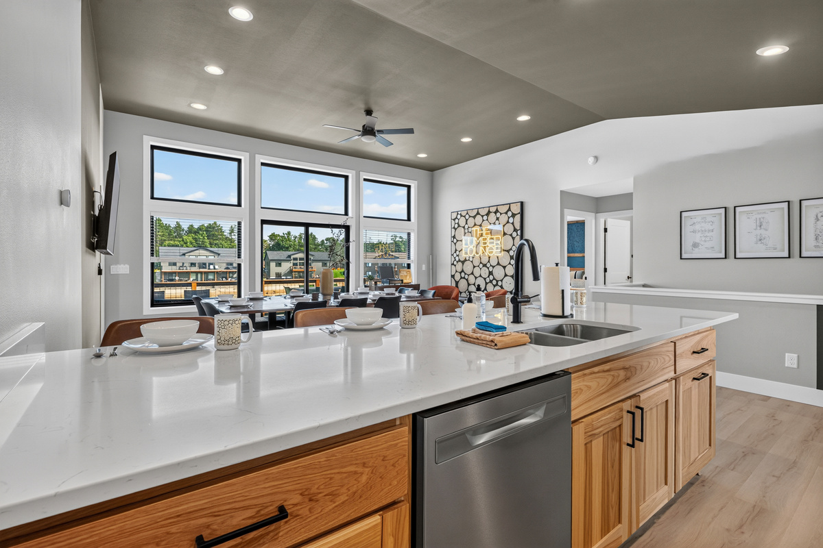 Upstairs kitchen and dining area