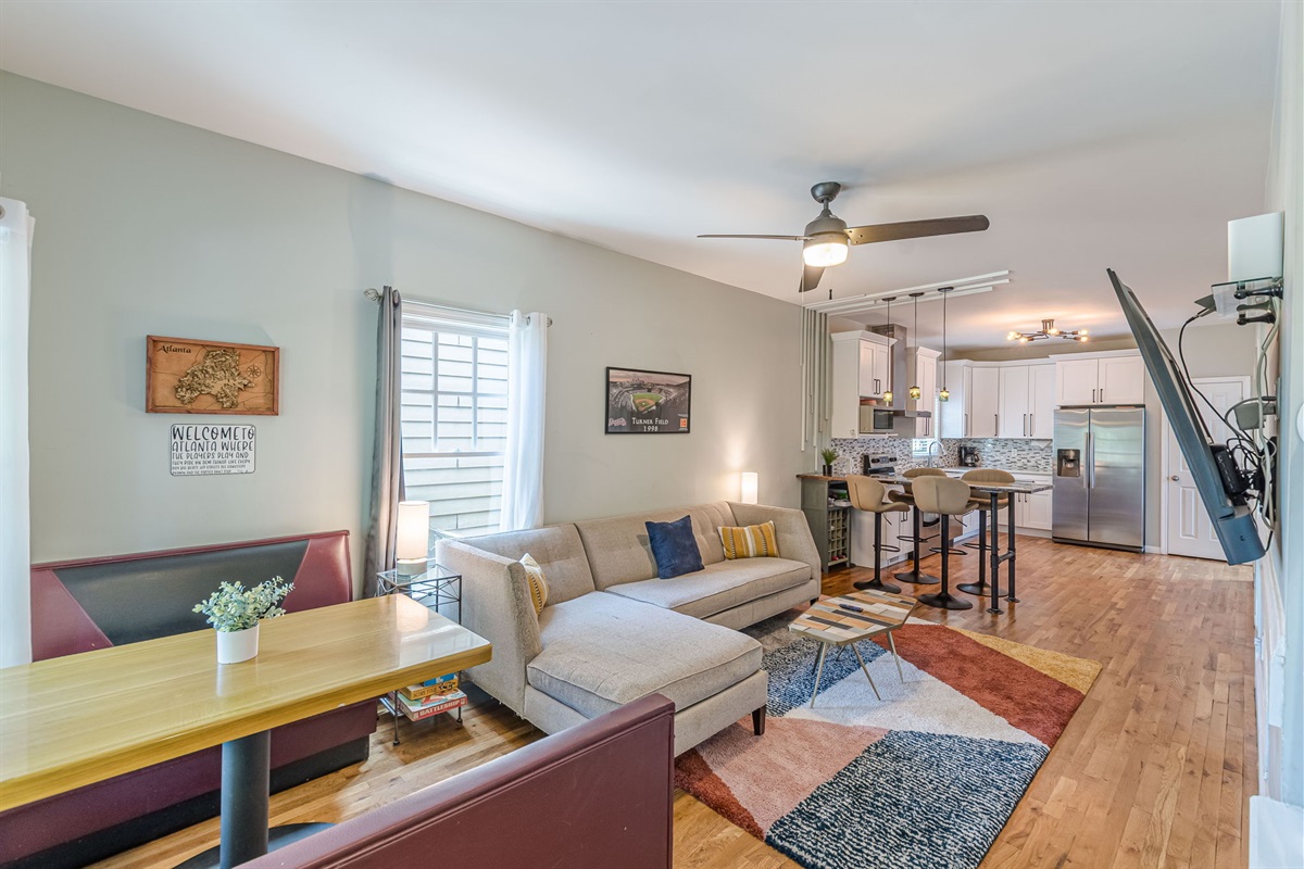 Gather, unwind, and enjoy Atlanta from this airy, welcoming living area.
