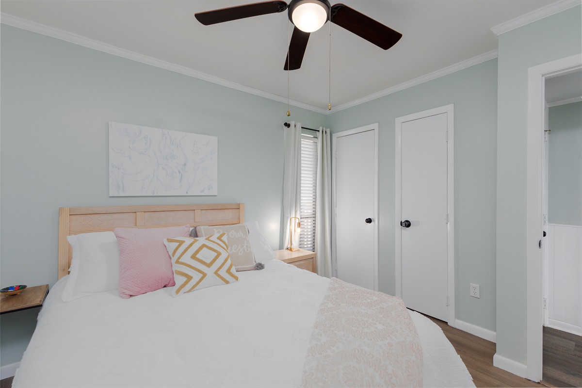 The bedroom is just comfy