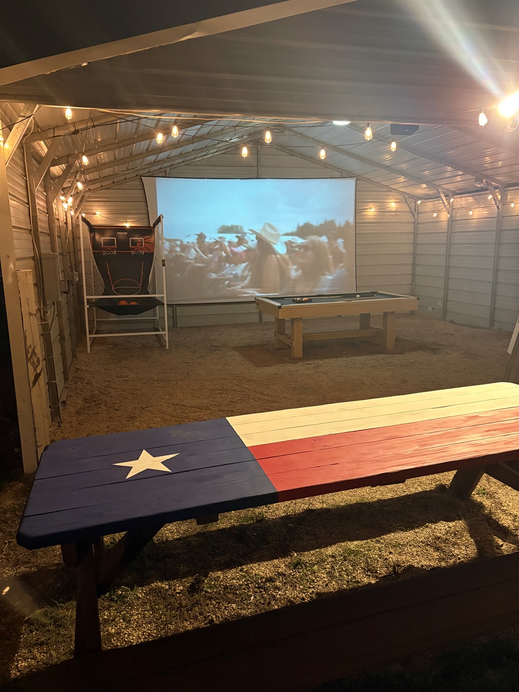 Roku projector with 17 foot screen