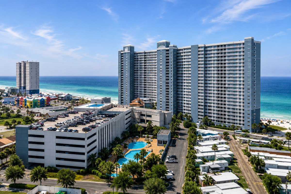 Aerial view of Emerald Beach Resort