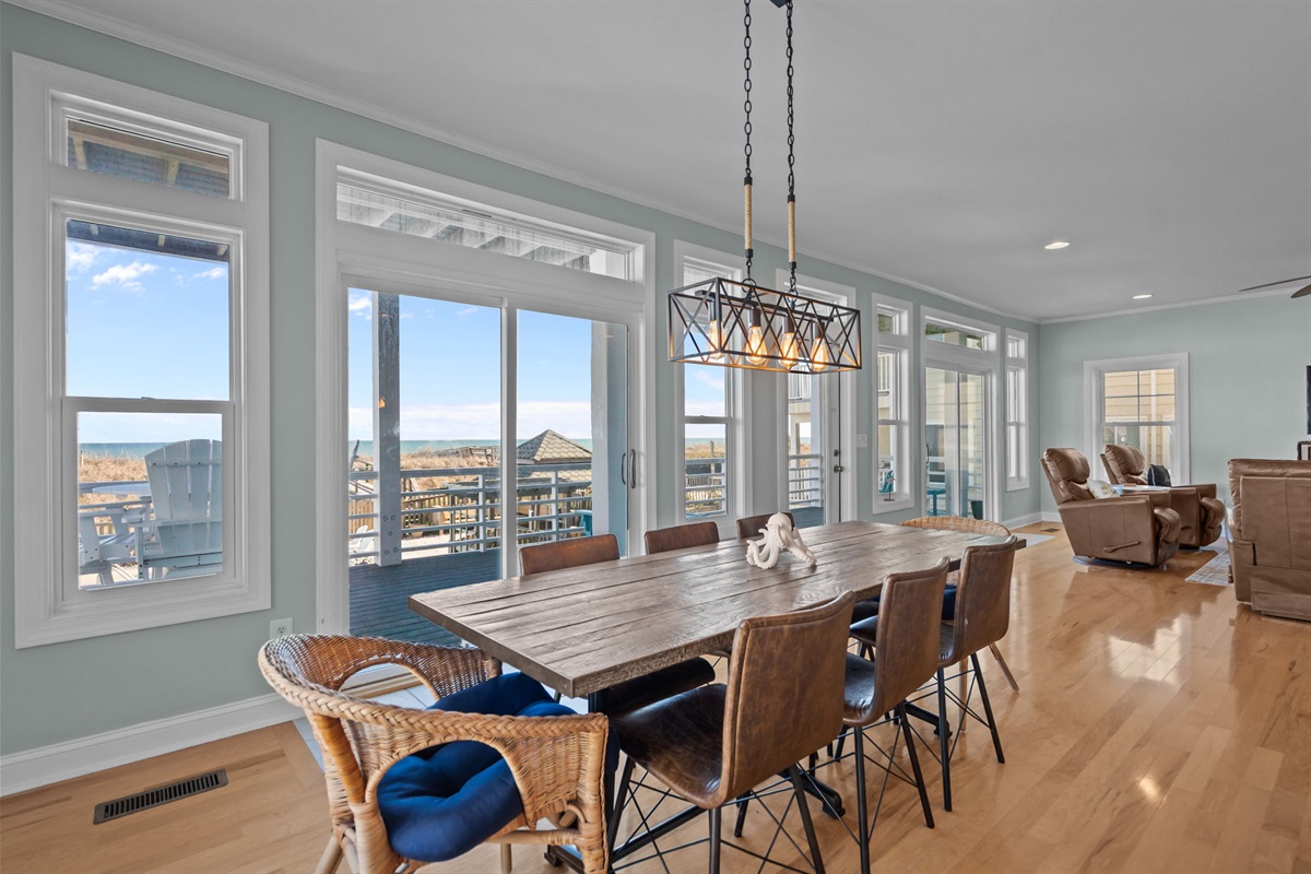 1st floor kitchen: Prepare memorable meals or set out a breezy buffet for family and friends with ocean views. Balcony access with outdoor seating.