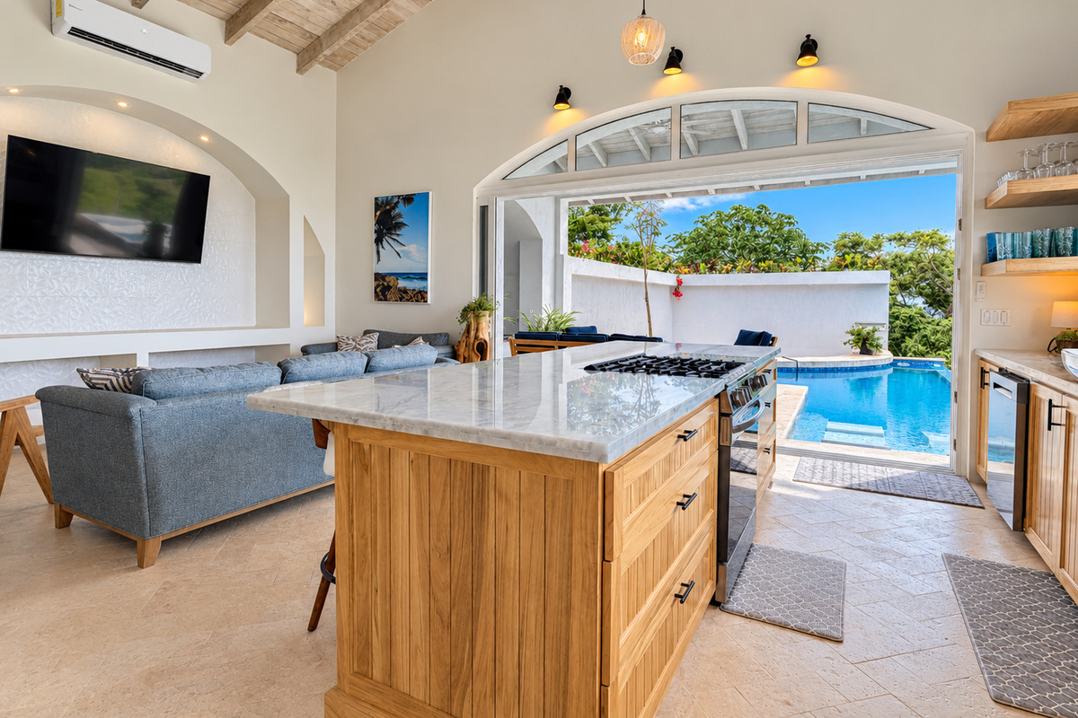 Open kitchen and living room