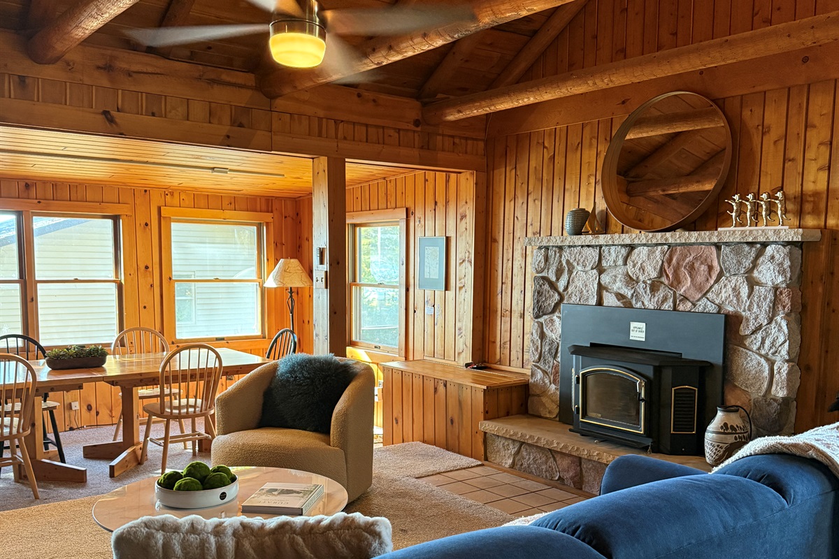 The open floor plan will allow you to spread out yet still be together, whether cooking in the kitchen, lounging on the couch, or playing cards at the table.