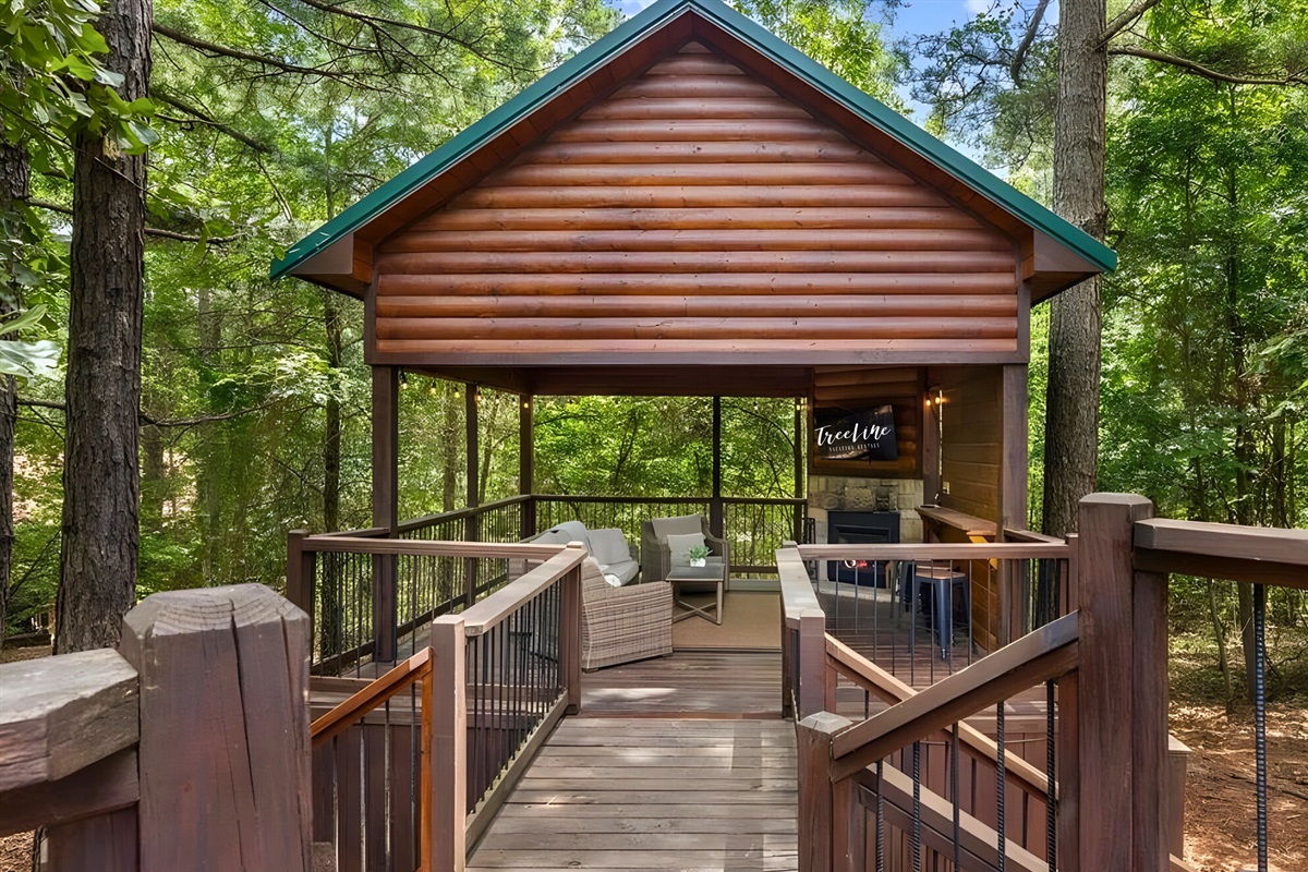 Covered and cozy, this outdoor lounge works in any weather.