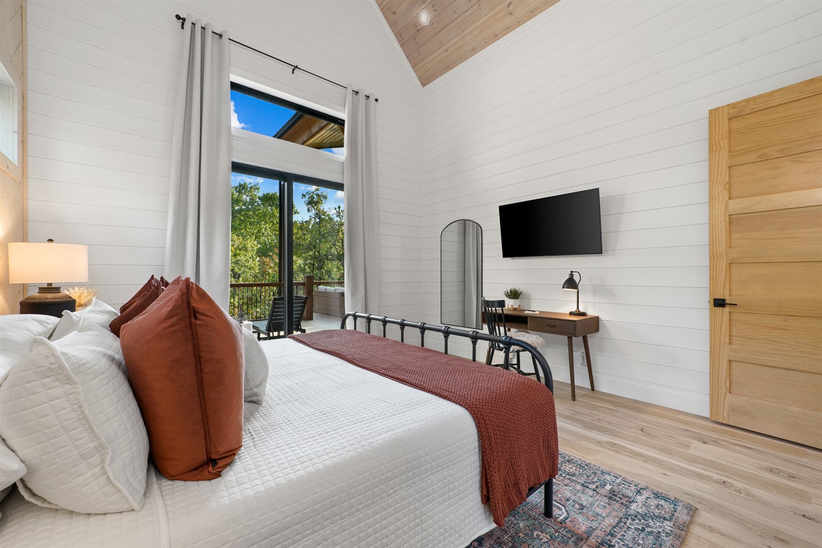 Bedroom suite #2 has dedicated desk/work space and 55 inch smart TV