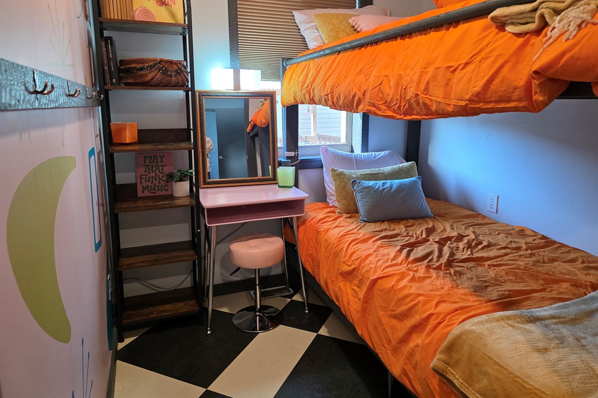 Bunk room with desk/vanity