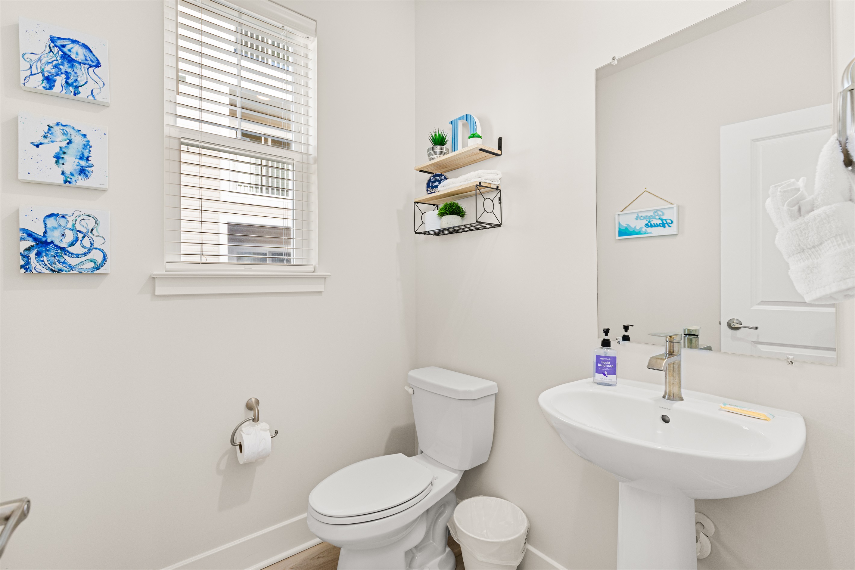 1/2 bath off the living room.