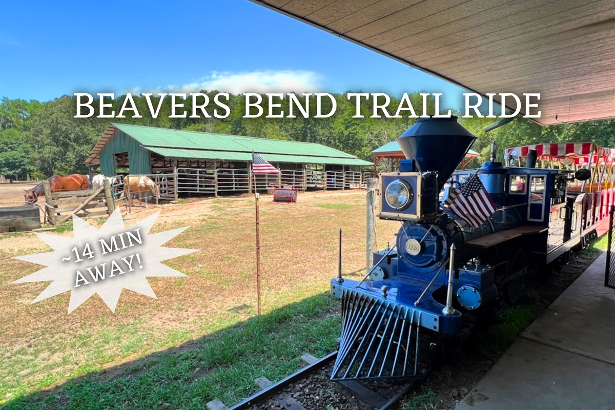 Hop on a scenic train ride and enjoy the beautiful landscapes on the Beavers Bend Trail Ride, a memorable experience for all ages