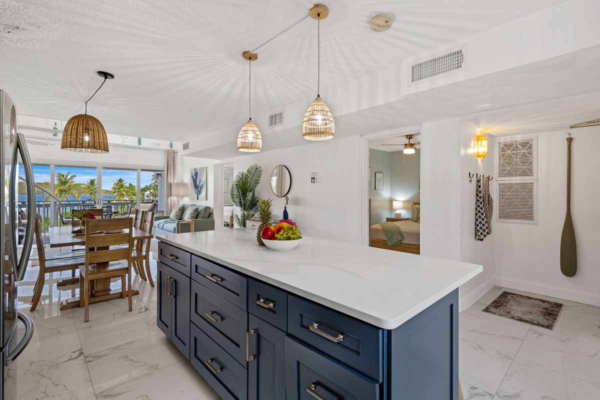 Gather around the kitchen island while planning your next island adventure.