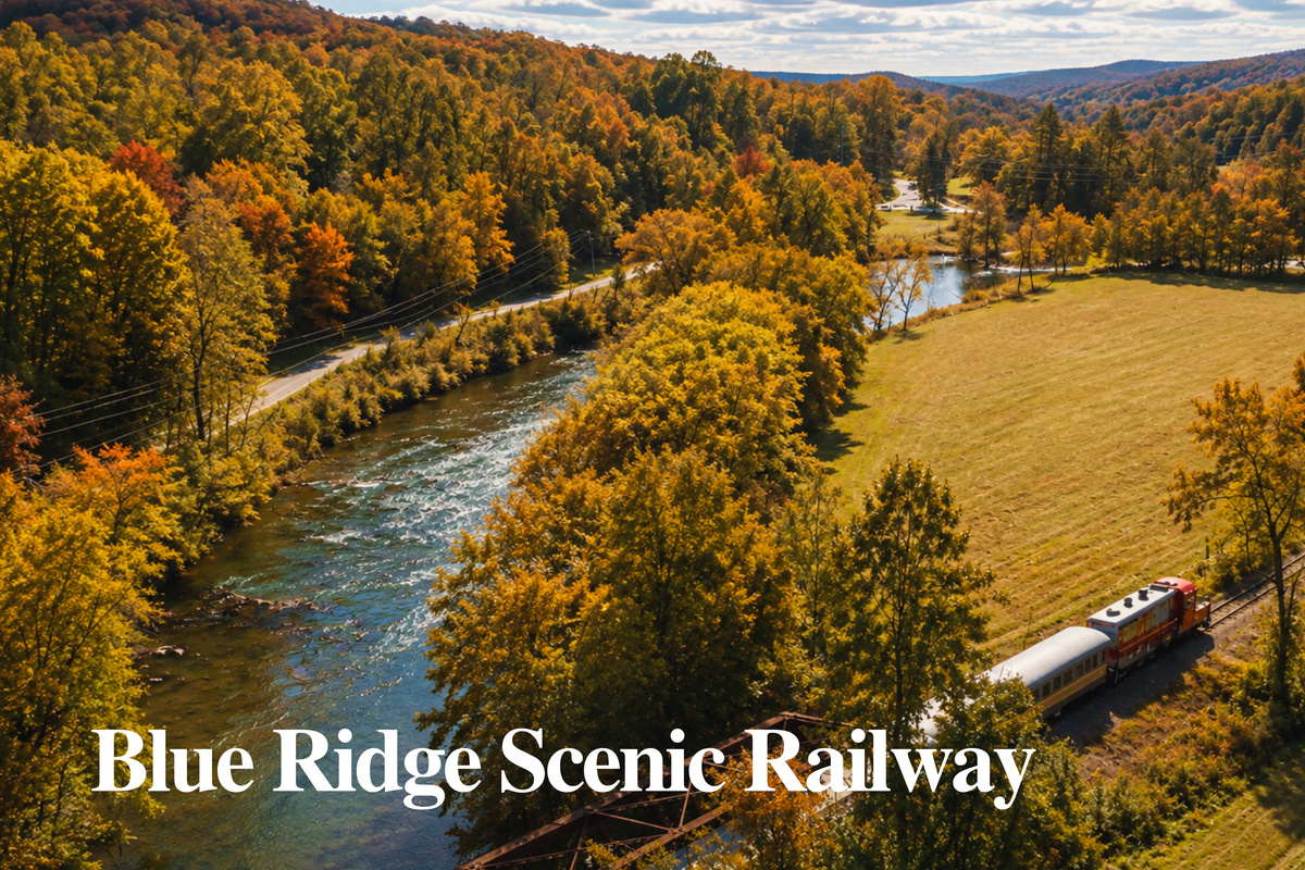 Choo choo... All aboard the famous Blue Ridge Scenic Railway! Downtown, just a 10 minute drive.