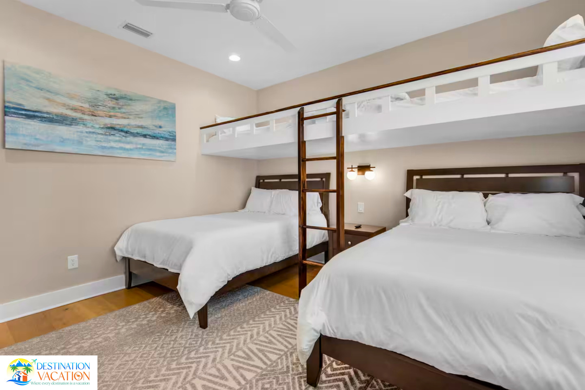Stylish coastal design meets comfortable sleeping spaces.