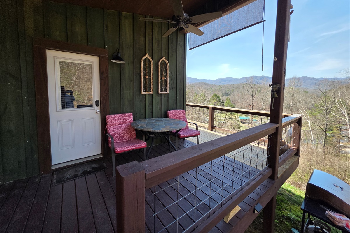 Mountain views from the side covered porch.