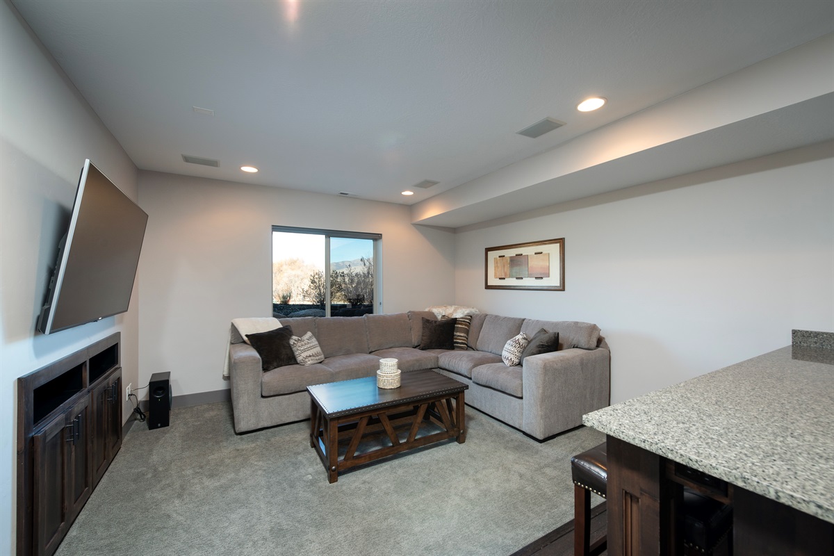 Comfortable family area with large TV for entertainment