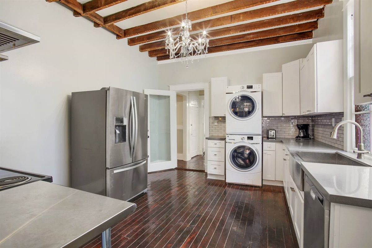 Kitchen with laundry.
