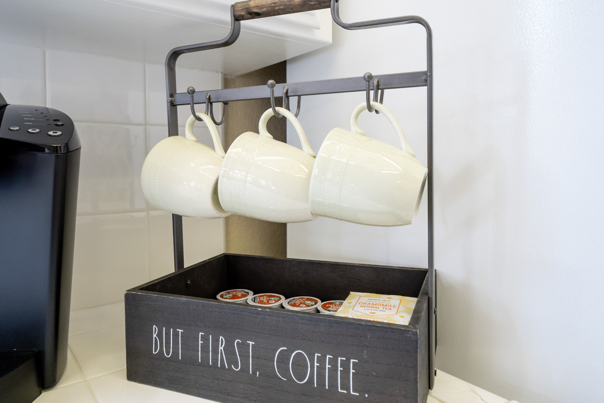 Enjoy a fresh brew anytime with the convenient coffee setup, thoughtfully stocked to make mornings easy and relaxing.