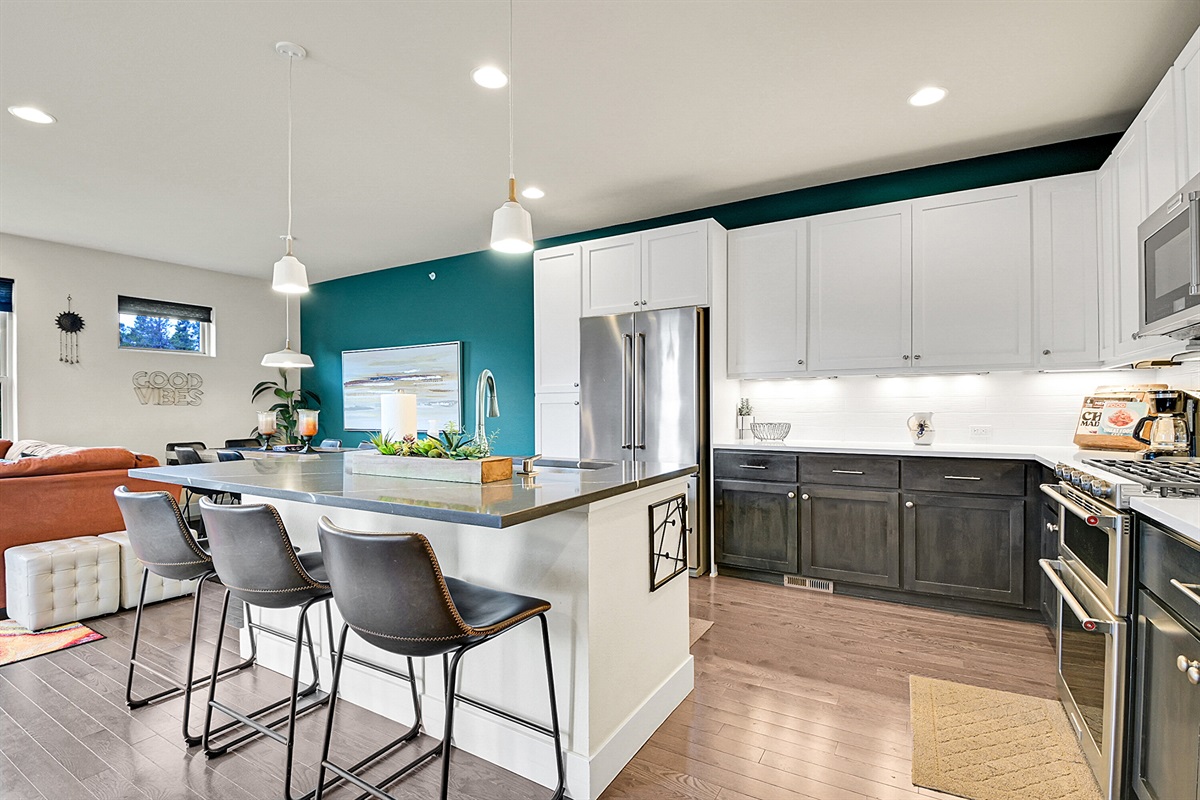 Large island in kitchen