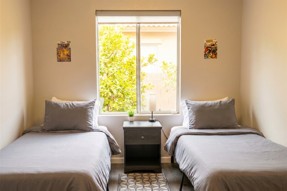 Bedroom #3: Game-themed decor featuring classic board games adds a fun, nostalgic touch.