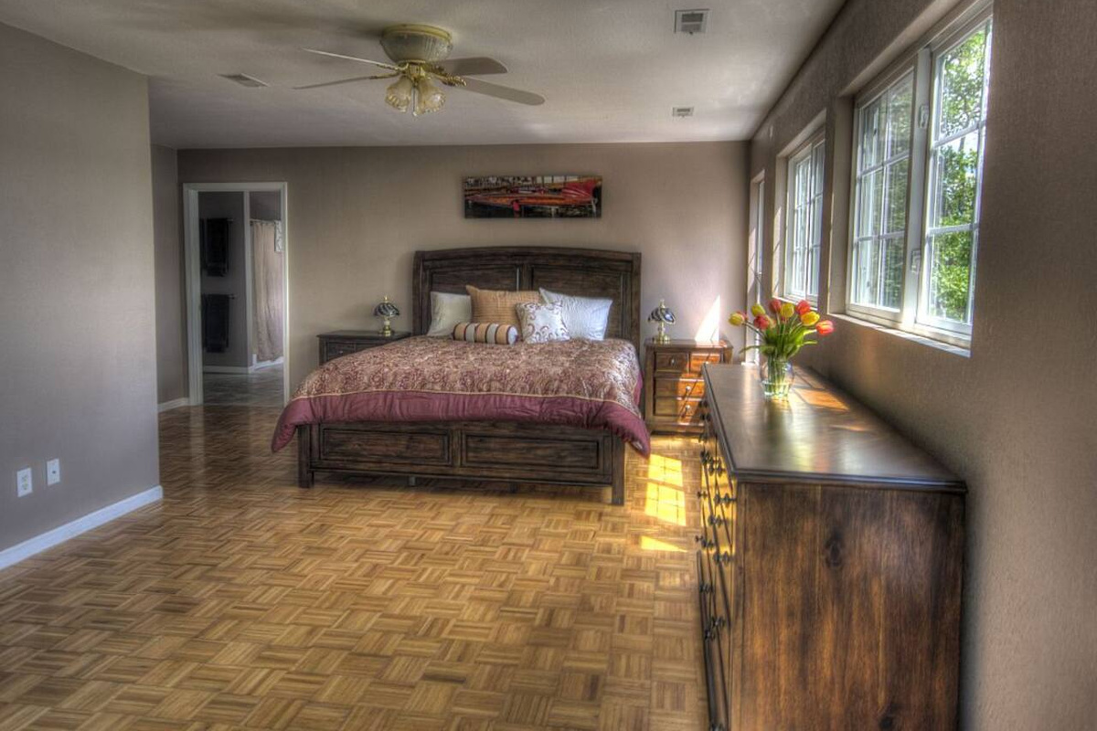 Master Bedroom, Upper Level, Deck over looking the Lake.